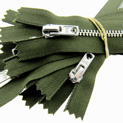 Trouser Skirt Jean Zip, Closed End Metal Teeth 5mm Wide Teeth, 9-Colours 4-Sizes - ThreadandTrimmings
