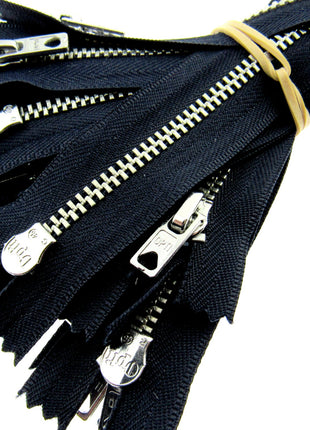 Trouser Skirt Jean Zip, Closed End Metal Teeth 5mm Wide Teeth, 9-Colours 4-Sizes - ThreadandTrimmings