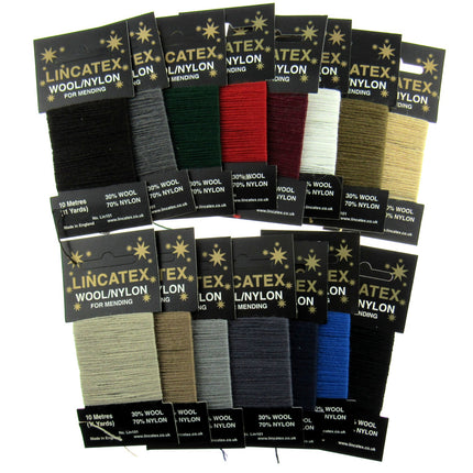 Mending Darning Repair Wool & Yarn by Lincatex Price is for 2 x 10 Meter Cards - ThreadandTrimmings