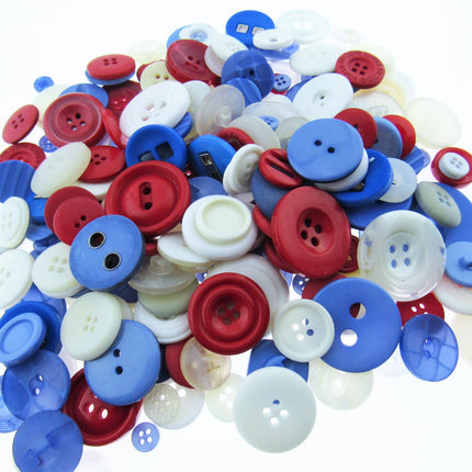 Mixed red white and blue craft buttons