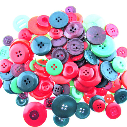 Mixed red and green Christmas craft buttons