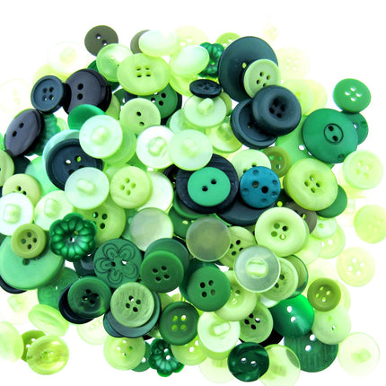 Mixed assorted green craft buttons