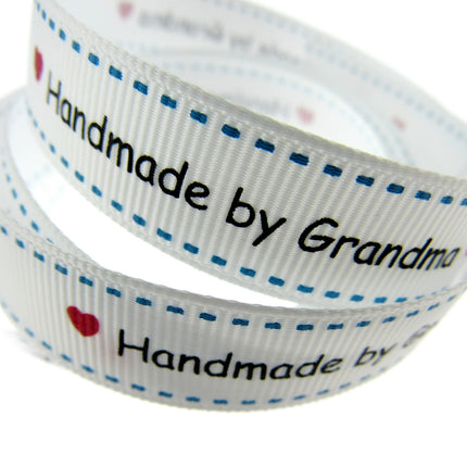 Bertie's Bows WHITE "Label" Grosgrain Ribbon - 16mm x 3m - Handmade, Knitted Etc - ThreadandTrimmings