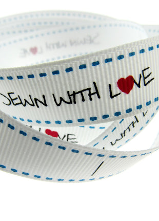 Bertie's Bows WHITE "Label" Grosgrain Ribbon - 16mm x 3m - Handmade, Knitted Etc - ThreadandTrimmings