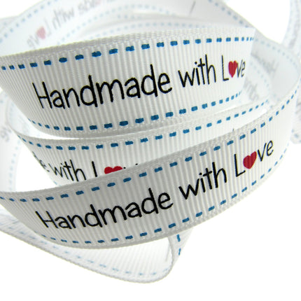 Bertie's Bows WHITE "Label" Grosgrain Ribbon - 16mm x 3m - Handmade, Knitted Etc - ThreadandTrimmings