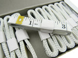 Set of white tape measures on a white background
