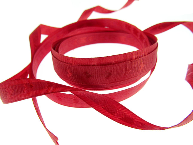 Valentine Ribbon with Woven Heart in Black or Red 10mm x 3m 53771 - ThreadandTrimmings