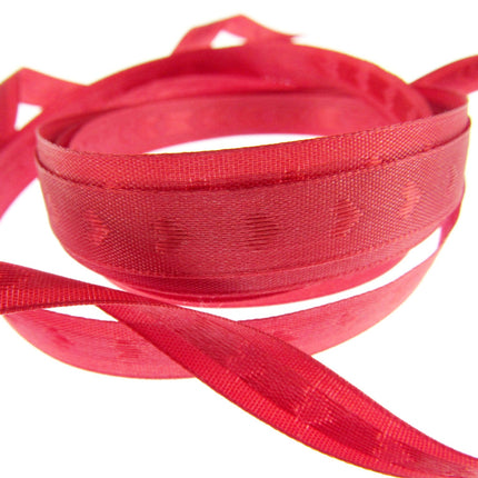 Valentine Ribbon with Woven Heart in Black or Red 10mm x 3m 53771 - ThreadandTrimmings