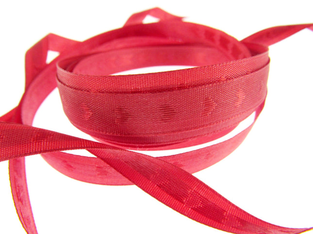 Valentine Ribbon with Woven Heart in Black or Red 10mm x 3m 53771 - ThreadandTrimmings