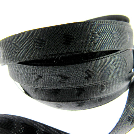 Valentine Ribbon with Woven Heart in Black or Red 10mm x 3m 53771 - ThreadandTrimmings