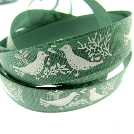Christmas Turtle Dove Ribbon by Berisfords - 3m Length - 15mm Wide - Peace