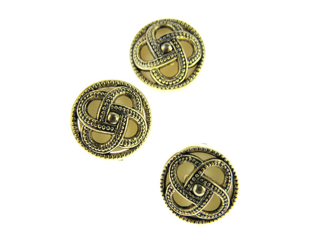Round Celtic Coronet Shank Buttons Antique Gold Contrasting Background CX6 - ThreadandTrimmings