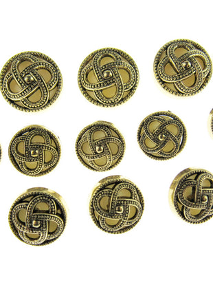 Round Celtic Coronet Shank Buttons Antique Gold Contrasting Background CX6 - ThreadandTrimmings