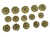 Round Celtic Coronet Shank Buttons - Antique Gold Contrasting Background CX6