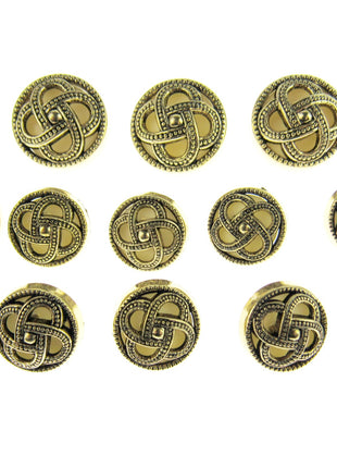 Round Celtic Coronet Shank Buttons Antique Gold Contrasting Background CX6 - ThreadandTrimmings