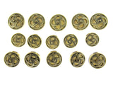 Round Celtic Coronet Shank Buttons - Antique Gold Contrasting Background CX6