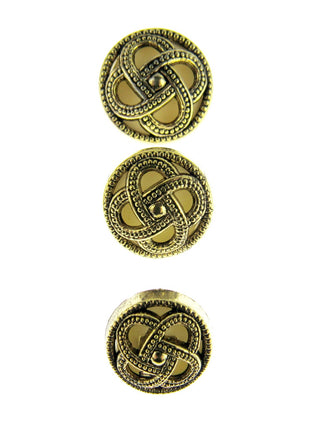 Round Celtic Coronet Shank Buttons Antique Gold Contrasting Background CX6 - ThreadandTrimmings