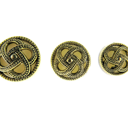 Round Celtic Coronet Shank Buttons Antique Gold Contrasting Background CX6 - ThreadandTrimmings