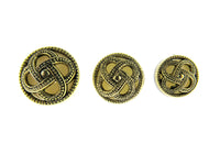 Round Celtic Coronet Shank Buttons - Antique Gold Contrasting Background CX6