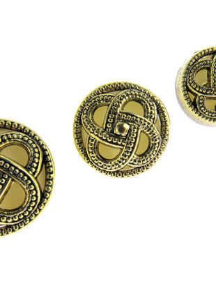 Round Celtic Coronet Shank Buttons Antique Gold Contrasting Background CX6 - ThreadandTrimmings