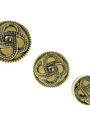 Round Celtic Coronet Shank Buttons Antique Gold Contrasting Background CX6 - ThreadandTrimmings