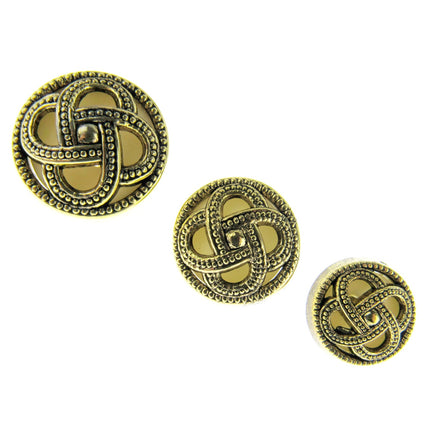 Round Celtic Coronet Shank Buttons Antique Gold Contrasting Background CX6 - ThreadandTrimmings