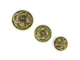 Round Celtic Coronet Shank Buttons - Antique Gold Contrasting Background CX6