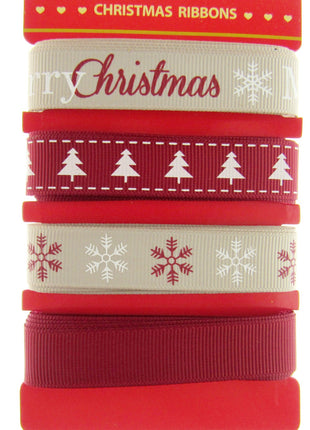 Mixed Christmas Ribbon by Italian Options - 12mm x 4 Designs x 2m Lengths