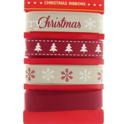 Mixed Christmas Ribbon by Italian Options - 12mm x 4 Designs x 2m Lengths