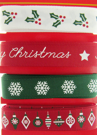 Mixed Christmas Ribbon by Italian Options - 12mm x 4 Designs x 2m Lengths