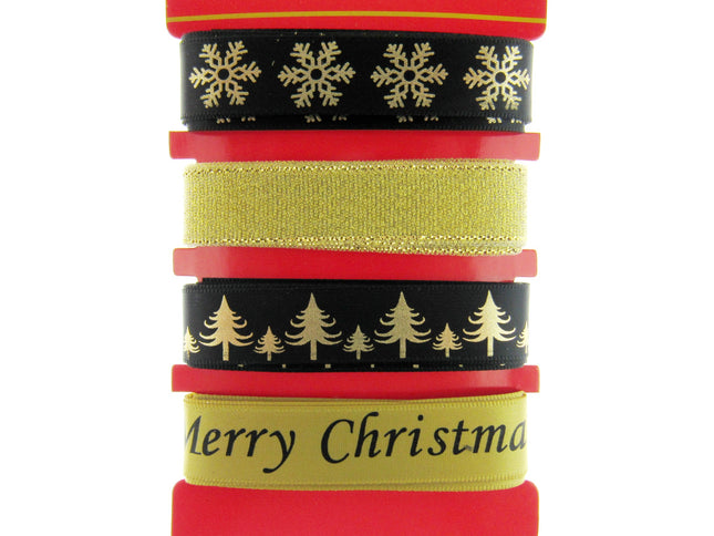 Mixed Christmas Ribbon by Italian Options - 12mm x 4 Designs x 2m Lengths