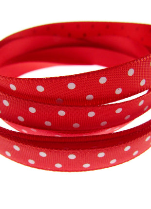 Polka Dot Spotty Satin Ribbon 10mm Ribbon with Woven Edge  8 Colours - ThreadandTrimmings