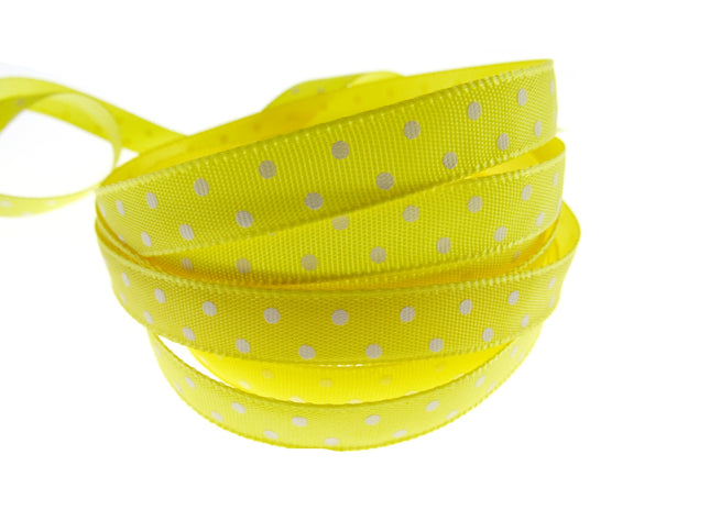 Polka Dot Spotty Satin Ribbon 10mm Ribbon with Woven Edge  8 Colours - ThreadandTrimmings