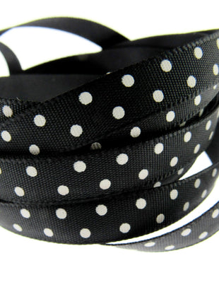 Polka Dot Spotty Satin Ribbon 10mm Ribbon with Woven Edge  8 Colours - ThreadandTrimmings