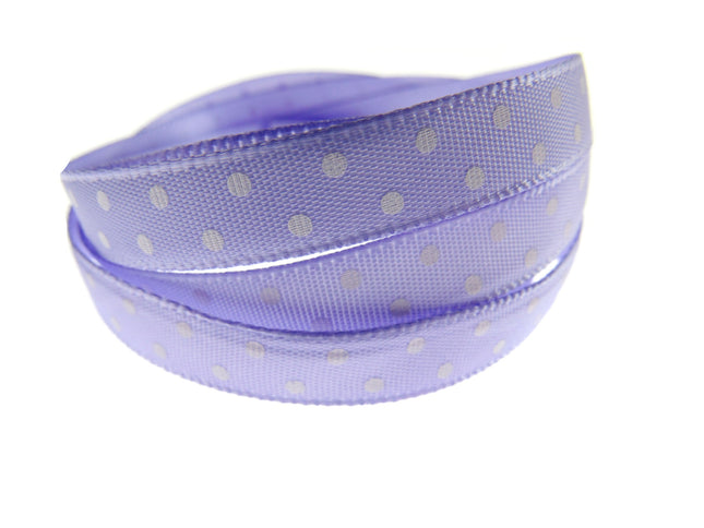 Polka Dot Spotty Satin Ribbon 10mm Ribbon with Woven Edge  8 Colours - ThreadandTrimmings