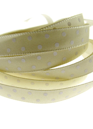 Polka Dot Spotty Satin Ribbon 10mm Ribbon with Woven Edge  8 Colours - ThreadandTrimmings