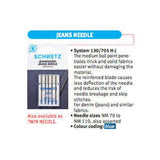 Denim Jean Machine Needles by Schmetz - Use for Tightly Woven Fabrics  All Types