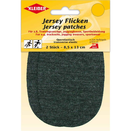 Kleiber jersey patch packaging with a green patch on a beige background