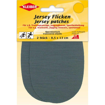 Kleiber jersey patches packaging with two patches inside on a beige background
