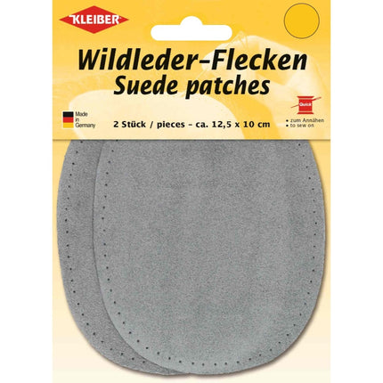 Kleiber Genuine Suede Elbow Patches Pair 13cm x 10cm Sew On Pre Punched Oval