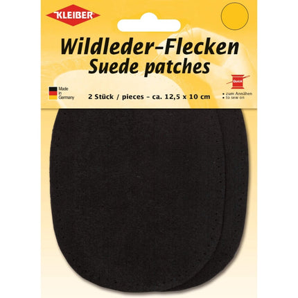 Kleiber Genuine Suede Elbow Patches Pair 13cm x 10cm Sew On Pre Punched Oval