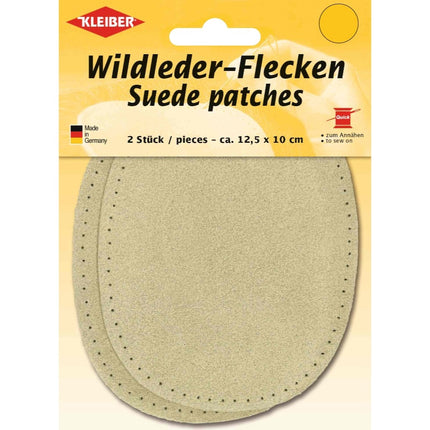 Kleiber Genuine Suede Elbow Patches Pair 13cm x 10cm Sew On Pre Punched Oval