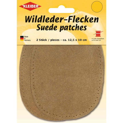 Kleiber Genuine Suede Elbow Patches Pair 13cm x 10cm Sew On Pre Punched Oval