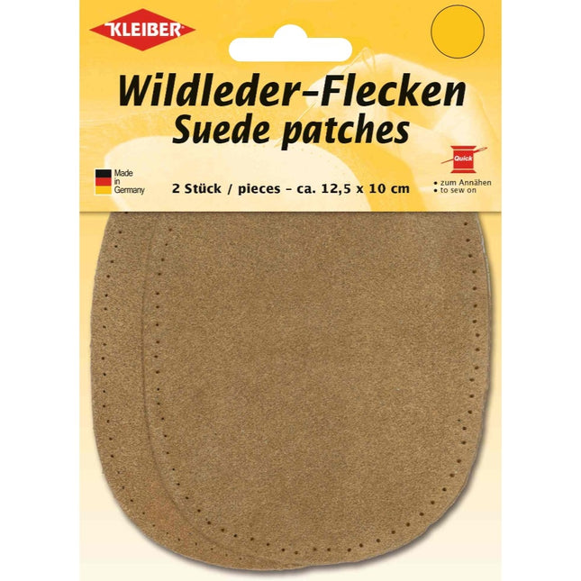 Kleiber Genuine Suede Elbow Patches Pair 13cm x 10cm Sew On Pre Punched Oval