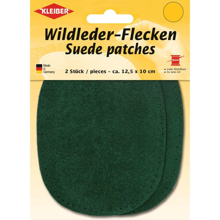 Kleiber Genuine Suede Elbow Patches Pair 13cm x 10cm Sew On Pre Punched Oval