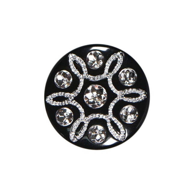 Round Black Diamante Buttons with Shank Pretty & Elegant 2 Sizes 15mm & 21mm - ThreadandTrimmings