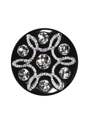 Round Black Diamante Buttons with Shank Pretty & Elegant 2 Sizes 15mm & 21mm - ThreadandTrimmings