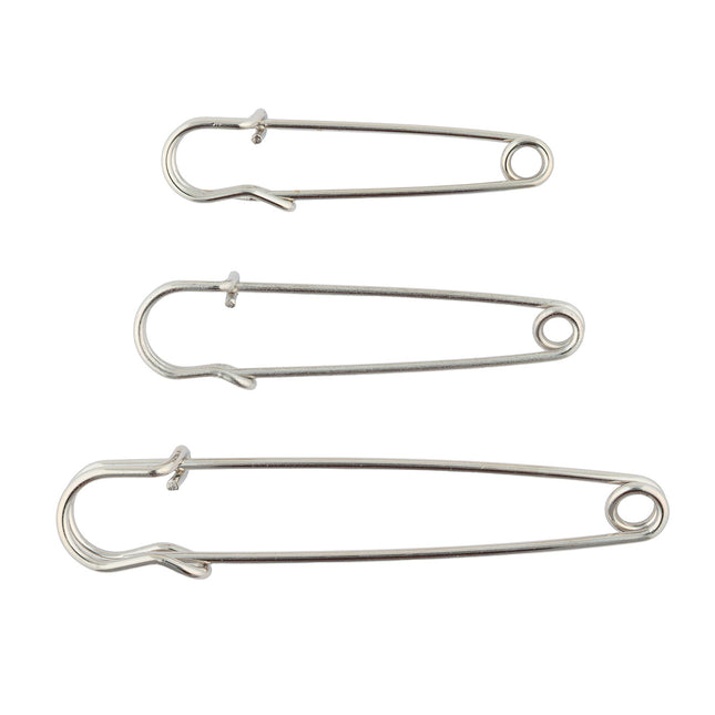 Nickel Plated Steel Kilt Pins 3 Sizes 60mm 75mm 100mm Shawl Brooch Pins