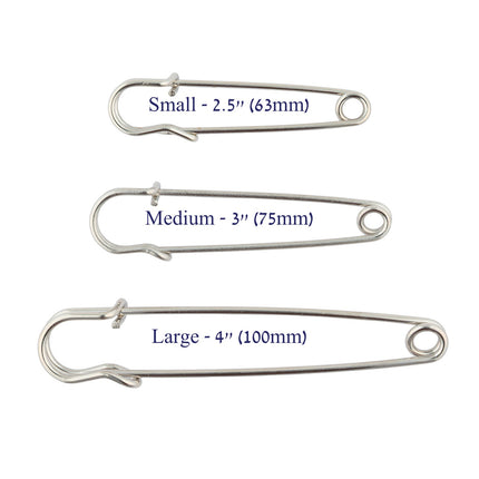 Nickel Plated Steel Kilt Pins 3 Sizes 60mm 75mm 100mm Shawl Brooch Pins