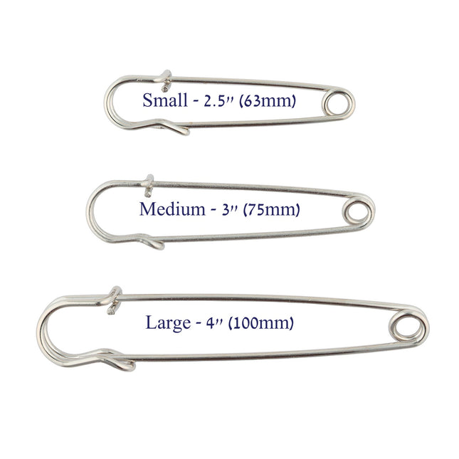 Nickel Plated Steel Kilt Pins 3 Sizes 60mm 75mm 100mm Shawl Brooch Pins